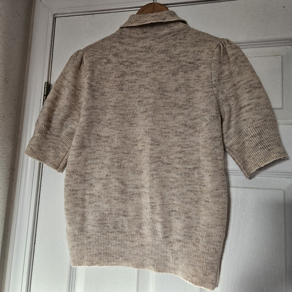 Lauren Conrad Women's Short Sleeve Cream Oatmeal Sweater Size Small - Picture 5 of 6
